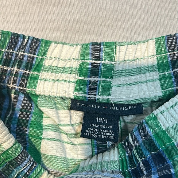 Tommy Hilfiger Green and Blue Flat Front Shorts - Picture 2 of 3